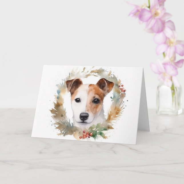Cartão Jack Russell Christmas Wreath Festivo Pup (Orquídea)