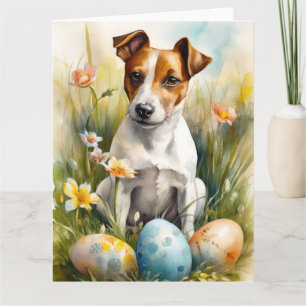 Cartão Jack Russell com Ovos de Páscoa