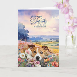 Cartão Jack Russell Dog with Wildflowers Pet Sympathy