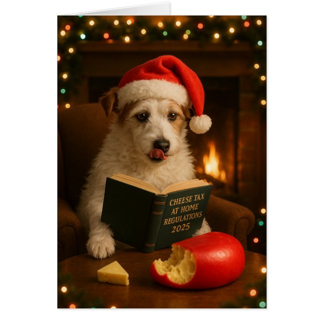 Cartão Jack Russell Terrier 'Cheese Tax' Christmas card (Frente)
