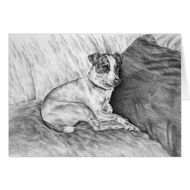 Cartão Jack Russell Terrier Dog Drawn de Kelli Swan (Frente Horizontal)