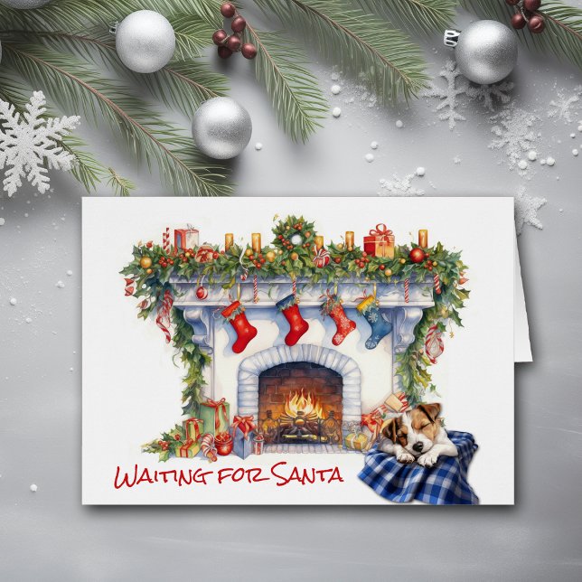 Cartão Jack Russell Terrier Dog Lareira Esperar por Papai (Criador carregado)