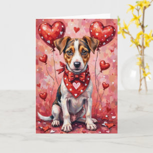 Cartão Jack Russell Terrier no Dia dos Namorados Sentado