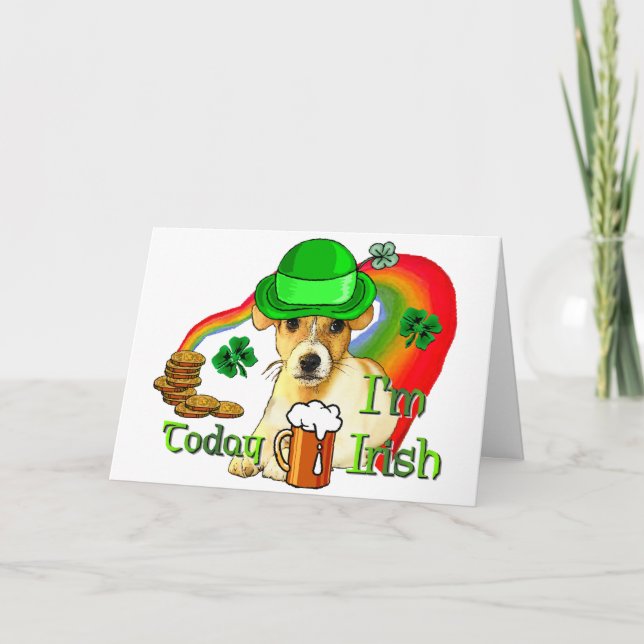 Cartão Jack Russell Terrier St Patricks (Frente)