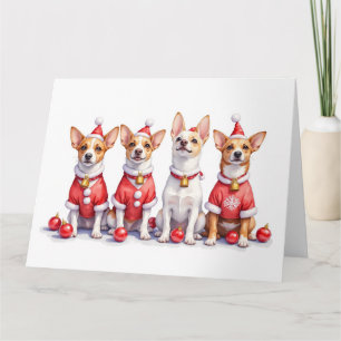 Cartão Jack Russell Terrier Vestido de Natal Chapéu de Pa