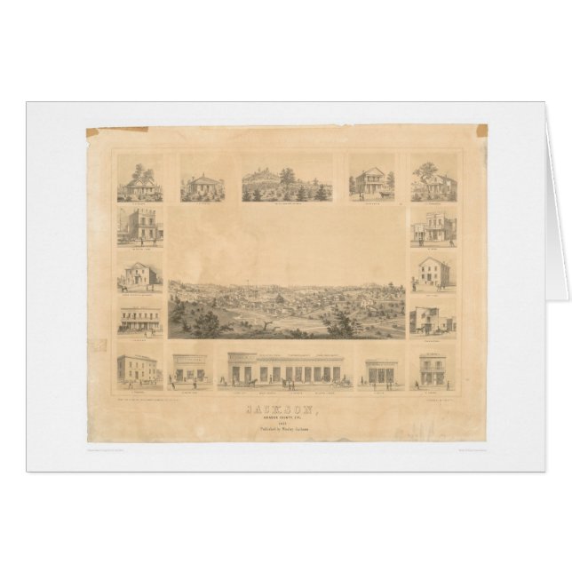Cartão Jackson, mapa panorâmico 1857 do CA (0766A) (Frente Horizontal)