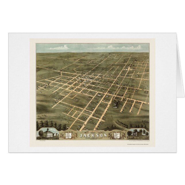 Cartão Jackson, mapa panorâmico do TN - 1870 (Frente Horizontal)