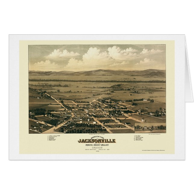 Cartão Jacksonville, OU mapa panorâmico - 1883 (Frente Horizontal)