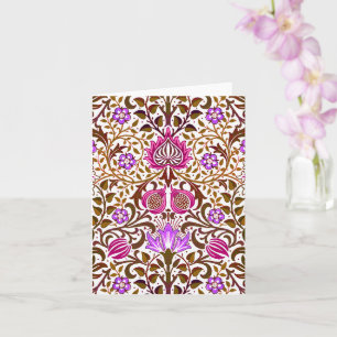 Cartão Jacobean Floral Damask, Pink, Violet e Brown