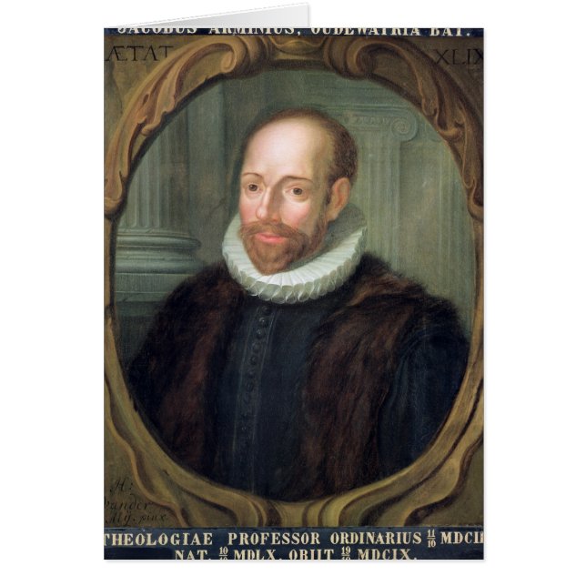 Cartão Jacobus Arminius, professor da teologia (Frente)