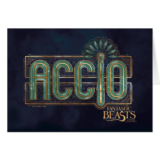 Cartão Jade Art Deco ACCIO™ Spell Graphic (Frente Horizontal)