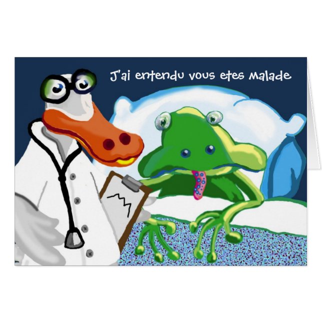 Cartão J'ai entendu vous etes malade (Frente Horizontal)