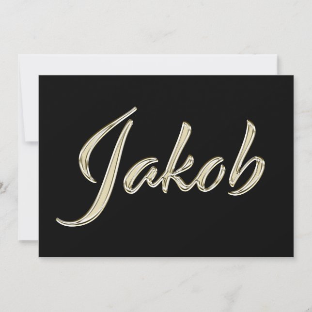 Cartão Jakob Name white gold Handwriting Karte (Frente)