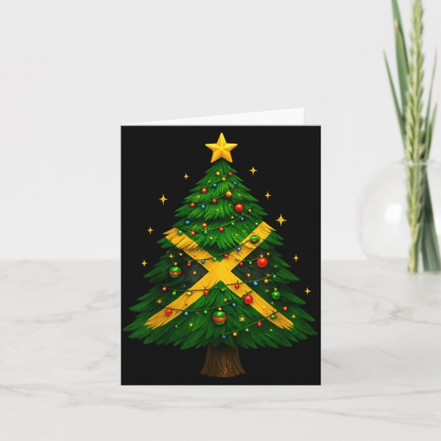 Cartão Jamaican Christmas Tree Design, Festive Holiday Gr (Frente)