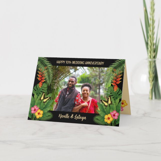 Cartão Jamaican Tropical Wedding Anniversary Add Photo (Frente)