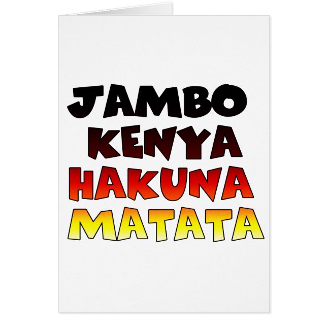 Cartão Jambo Kenya Hakuna Matata (Frente)