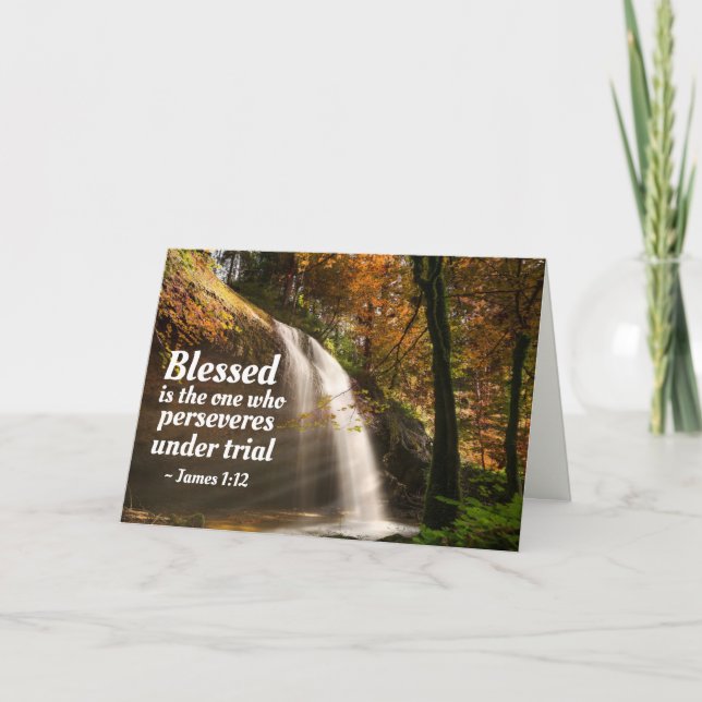 Cartão James 1:12 Abençoado é aquele que persevera Bíblia (Frente)
