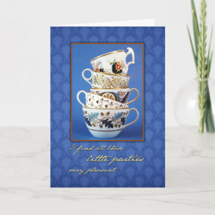 Cartão Jane Austen Party Tea Cups Blank Greeting Card