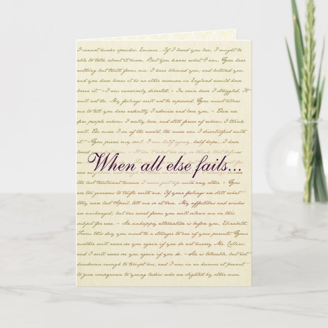 Cartão Jane Austen Pride e Lizzie Bennet preconceituosa (Frente)