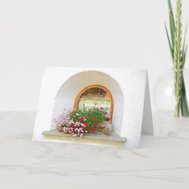 Cartão janela de colheita com flores (Frente)