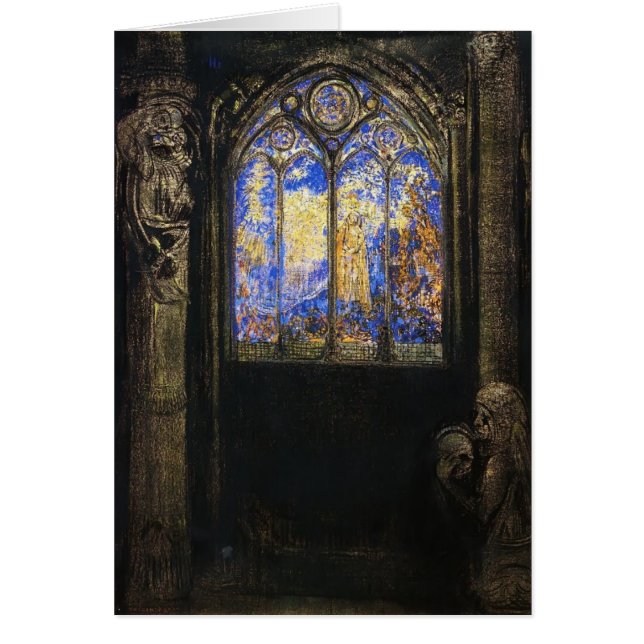 Cartão Janela de vitral por Odilon Redon (Frente)