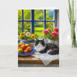 Cartão Janela Ensolarada, gato