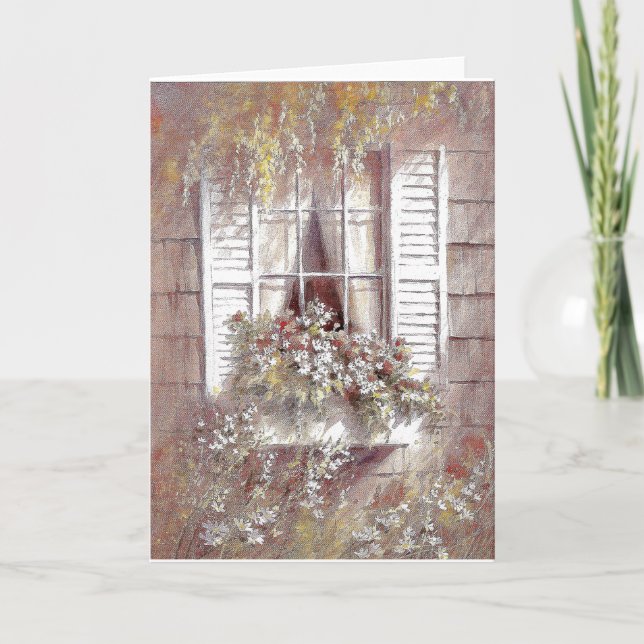 Cartão Janela, flores e janelas  Beleza da primavera (Frente)