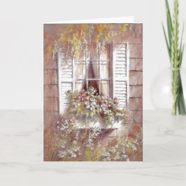 Cartão Janela, flores e janelas  Beleza da primavera