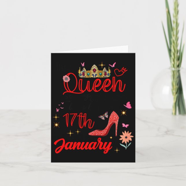 Cartão January 17 Birthday This Queen Was Born On January (Frente)