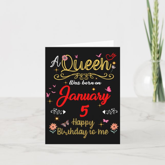 Cartão January 5 Birthday A Queen Was Born In 5th January (Frente)