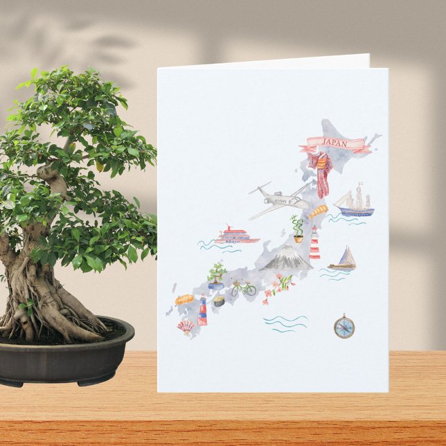 Cartão Japan Illustrated Map Folded Greeting (In situ)