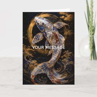 Cartão Japanese Koi Fish Kintsugi Gold Art Personalized
