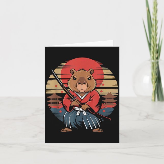Cartão Japanese Samurai Capybara  (Frente)