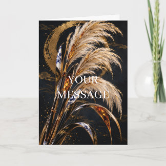 Cartão Japanese Susuki Pampas Grass Gold Art Card