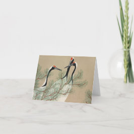 Cartão Japanese woodblock-print Cranes - Kamisaka Sekka