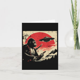 Cartão Japonês Bigfoot Samurai Ufo Vintage Sasquatch Men