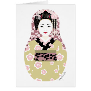 Cartão japonês de Matryoshka da gueixa