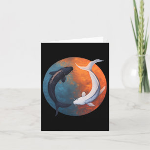 Cartão Japonês Koi Fish Yin E Yang Men Women Fisher Fi