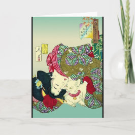 Cartão Japonês Mulheres e Gato