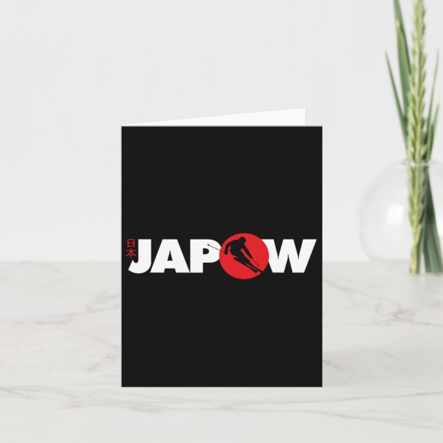Cartão Japonês Ski Shirt Japow Powder Ski Flag Japonês (Frente)