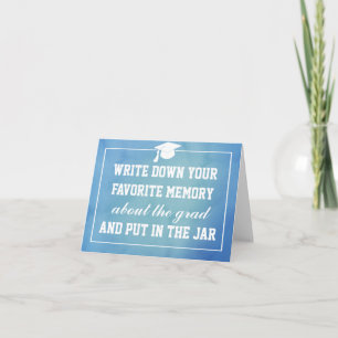 Cartão Jar de Memória do Hat do Formando de Aquecida Azul