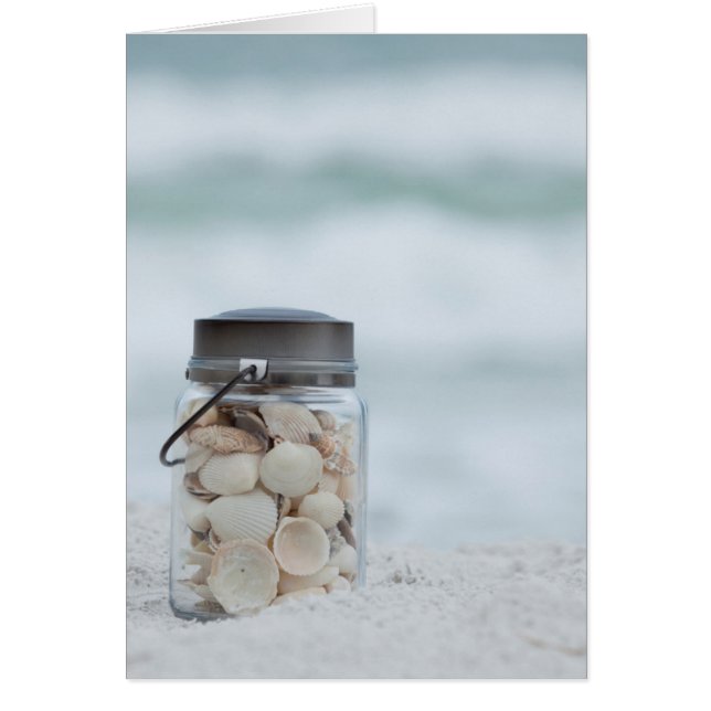 Cartão Jar Of Seashells On Beach | Flórida (Frente)