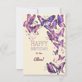 Cartão Jardim com borboletas feliz aniversário