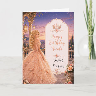 Cartão Jardim da Princesa Blush Peach Sweet 16