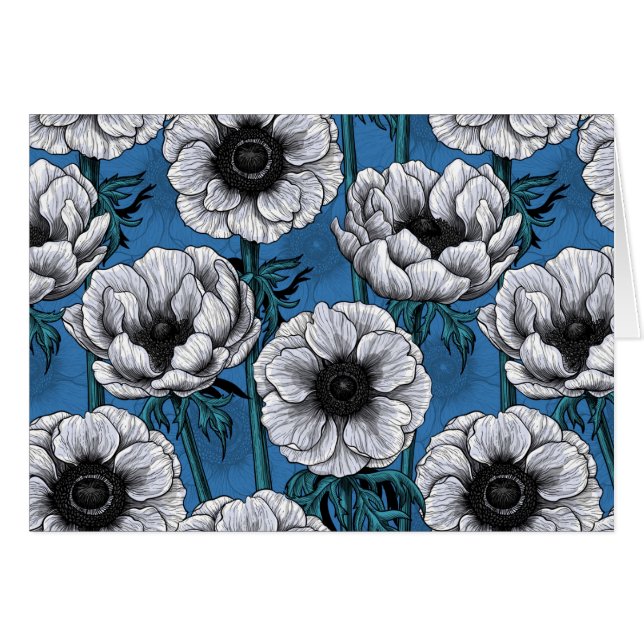 Cartão Jardim de anêmona branco (Frente Horizontal)