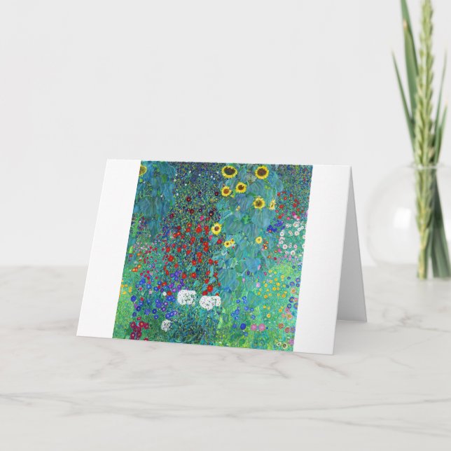 Cartão Jardim de fazenda com girassóis, Gustav Klimt (Frente)
