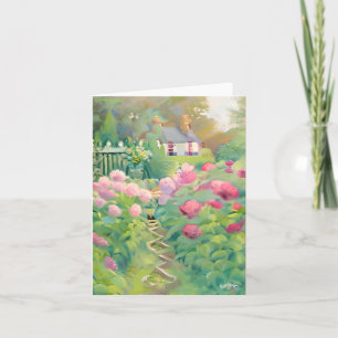 Cartão Jardim de flores aquarela personalizável