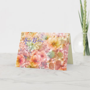 Cartão Jardim de flores pastel Feliz Aniversário