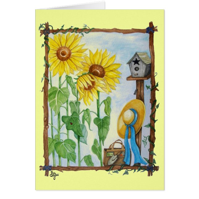 Cartão Jardim de girassol (Frente)