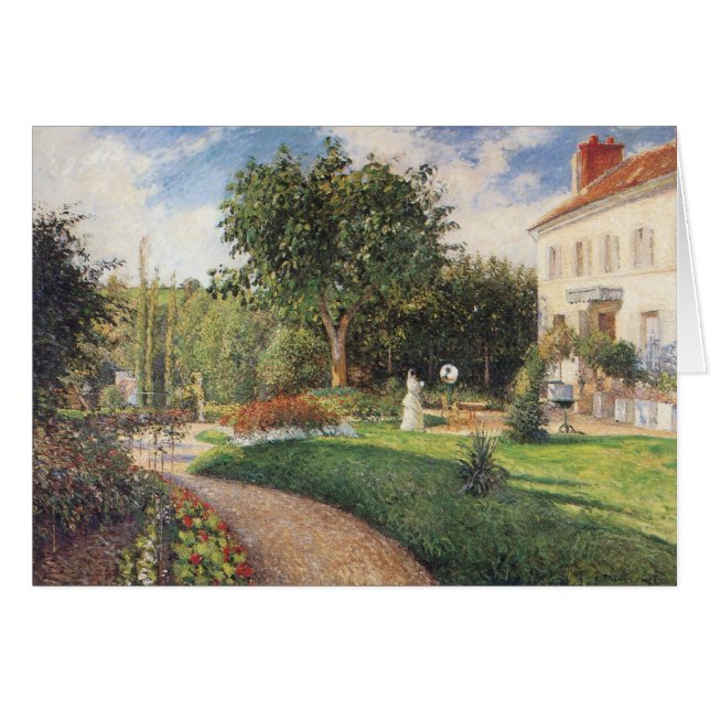 Cartão Jardim de Les Mathurins em Pontoise por Pissarro (Frente Horizontal)